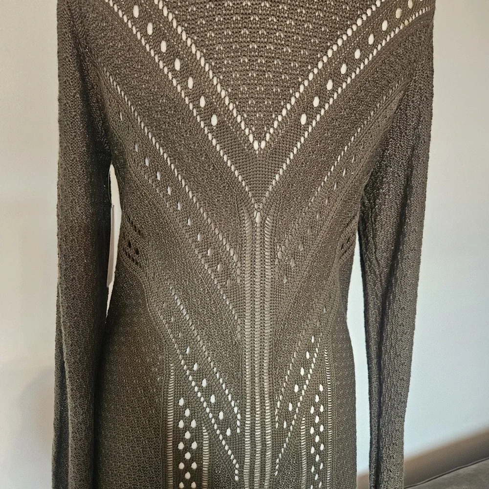 Its Our Time Women's Olive Green Long Length Knit  Open Cardigan NWT - Picture 10 of 15